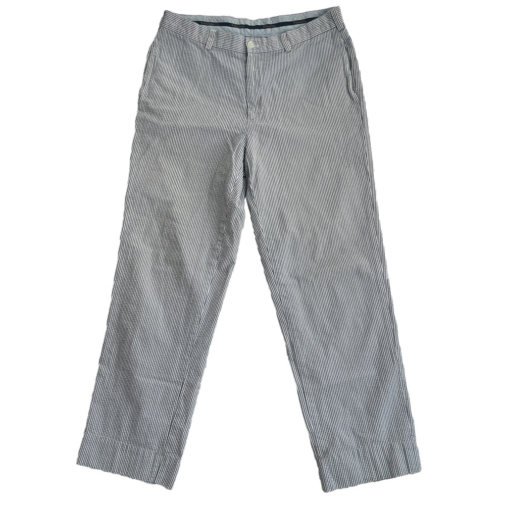 Brooks Brothers Pants‎ Mens 34x34 (32x29) White Blue Clark Seersucker Preppy